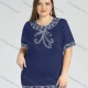 Wholesale Women's Plus Size Round Neck Short Sleeve Embroidery Casual Top 9# Clothing Wholesale Market Liuhua