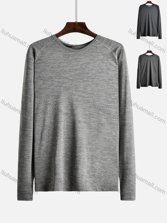 Wholesale Men's Round Neck Long Sleeve Plain Running Workout Pullover Sweatshirt T206#