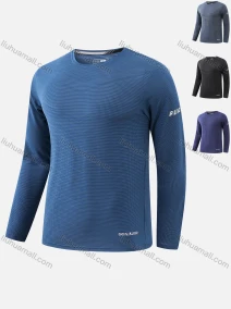 Wholesale Men's Round Neck Long Sleeve Solid Jacquard Letter Print Workout Running Pullover Sweatshirt T213#, LIUHUA CLOTHING WHOLESALE