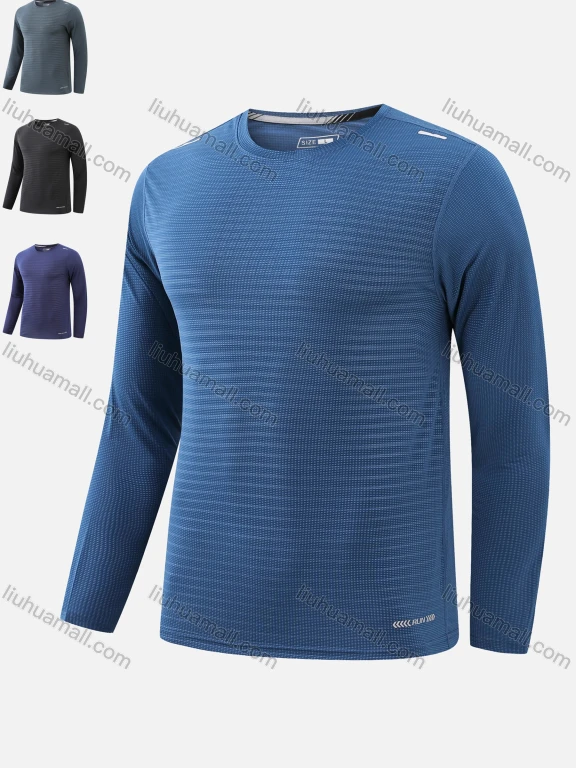Wholesale Men's Round Neck Long Sleeve Plain Jacquard Workout Running Pullover Sweatshirt T215#