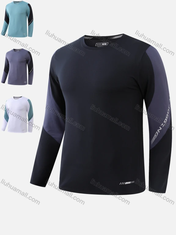 Wholesale Men's Athletic Long Sleeve Colorblock Letter Print Pullover Sweatshirt T226#