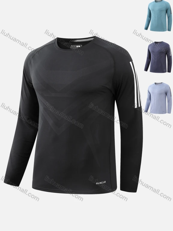 Wholesale Men's Athletic Round Neck Long Sleeve Striped Pullover Sweatshirt T228#