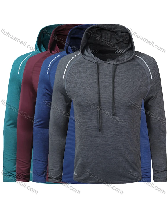 Wholesale Men`s Slim Fit Long Sleeve Plain Lightweight Pullover Athletic Hoodie T203#