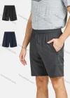 Wholesale Men's Athletic Plain Splicing Running Shorts With Zipper Pockets - Liuhuamall