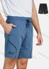 Wholesale Men's Athletic Letter Print Patch Pocket Drawstring Running Shorts - Liuhuamall