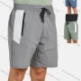 Wholesale Men's Athletic Letter Print Zipper Pockets Drawstring Running Shorts preview