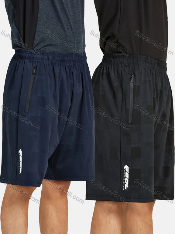 Wholesale Men's Athletic Plain Zipper Pockets Running Shorts