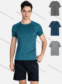 Wholesale Men's Athletic Crew Neck Short Sleeve Breathable Reflective Stripes T-shirts 8801#, LIUHUA CLOTHING WHOLESALE