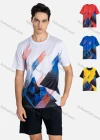 Wholesale Men's Sporty Crew Neck Short Sleeve Abstract Print Breathable T-shirts B1917# - Liuhuamall