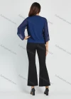 Wholesale Women's Elegant Plus Size Chiffon Round Neck 3/4 Sleeve Rhinestone Blouse With Slit Hem Flared Pant 2 Piece Set - Liuhuamall