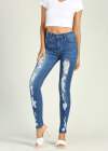 Wholesale Women's High Waist Stretch Distressed Ripped Skinny Jeans - Liuhuamall
