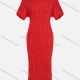 Wholesale Women's Casual Short Sleeve Plain Shirred Striped Bodycon Maxi Dress 1052# Red Clothing Wholesale Market Liuhua