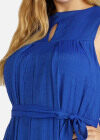 Wholesale Women's Linen Plain Sleeveless Keyhole Neck Midi Dress With Belt - Liuhuamall