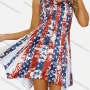 Wholesale Women's Casual Scoop Neck Pleated Flag Print Racerback Tank Dress 9136# preview