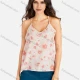 Wholesale Women's Casual Floral Print V Neck Cami Top Pink Clothing Wholesale Market Liuhua