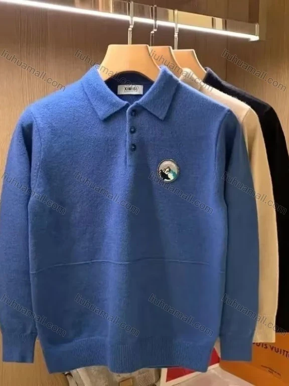 Wholesale Oscar factory casual crew neck men's knitted sweater, comfortable soft fabric, polo top embroidered design logo
