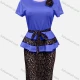Wholesale Women's Casual Round Neck Short Sleeve T-shirt & Leopard Print Knee Length Skirts With Belt 2 Piece Set Blue Clothing Wholesale Market Liuhua