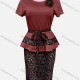 Wholesale Women's Casual Round Neck Short Sleeve T-shirt & Leopard Print Knee Length Skirts With Belt 2 Piece Set Brown Clothing Wholesale Market Liuhua