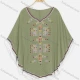 Wholesale Women's Boho Notched Neck Bat Sleeve Embroidery Poncho 8604# 75# Clothing Wholesale Market Liuhua