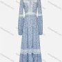Wholesale Women's Vintage Tie Front Square-neck Long Sleeve Guipure Lace Floral Print Maxi Dress AY006# preview