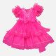 Girls Lovely Sequin Tiered Bow-knot Petal Sleeve Zipper Back Flower Dress Pink Clothing Wholesale Market -LIUHUA