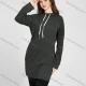 Wholesale Women's Casual Hooded Plain Long Sleeve Loose Fit Mid Length Sweatshirt Hoodie 2639# Dark Gray Clothing Wholesale Market Liuhua