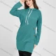Wholesale Women's Casual Hooded Plain Long Sleeve Loose Fit Mid Length Sweatshirt Hoodie 2639# Light Sea Green Clothing Wholesale Market Liuhua