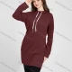 Wholesale Women's Casual Hooded Plain Long Sleeve Loose Fit Mid Length Sweatshirt Hoodie 2639# Dark Red Clothing Wholesale Market Liuhua