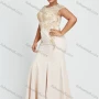 Wholesale Women's Cap Sleeve Round Neck Plain Sequin Embroidery Floor Length Mermaid Evening Dress preview