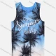 Wholesale Men's Vacation Letter & Tropical Print Casual Beach Tank Top Blue Clothing Wholesale Market Liuhua
