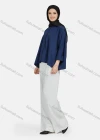 Wholesale Women's Casual Plain Collared 3/4 Sleeve Shirt 1341# - Liuhuamall