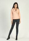 Wholesale Women's Casual Long Sleeve Lapel Plain Zipper Leather Jacket With Zipper Pockets - Liuhuamall