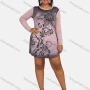 Wholesale Women's Causal Round Neck Long Sleeve Floral Print Rhinestone Short Dress preview