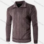 Wholesale Men's Casual Long Sleeve Texture Full Zip Lapel Cable Knit Sweater Jacket preview