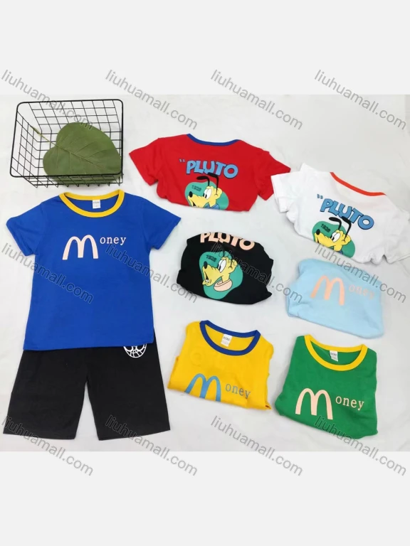 Wholesale Boy's Casual Cartoon Graphic Round Neck Short Sleeve Tee & Shorts 2 Piece Set