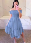 Wholesale Women's Sexy Shirred Off Shoulder Short Sleeve Plain Short Cocktail Dress - Liuhuamall