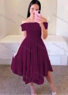 Wholesale Women's Sexy Shirred Off Shoulder Short Sleeve Plain Short Cocktail Dress - Liuhuamall