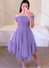 Wholesale Women's Sexy Shirred Off Shoulder Short Sleeve Plain Short Cocktail Dress - Liuhuamall