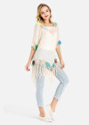 Wholesale Women's Crochet Floral Fringe Trim V-Neck Drop Shoulder Cover Up - Liuhuamall