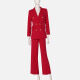 Women's Formal Lapel Flap Pockets Doubel Breasted Blazer & Suit Pants 2-Piece Suit Sets Red Clothing Wholesale Market -LIUHUA