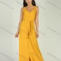Wholesale Women's Summer Yellow Sleeveless Button Belted Buckle Straps High Waist Dress preview
