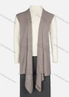 Wholesale Women's Plain Rib-knit Sleeveless Open Front Asymmetrical Hem Cardigan - Liuhuamall