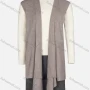 Wholesale Women's Plain Rib-knit Sleeveless Open Front Asymmetrical Hem Cardigan preview