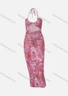 Wholesale Women's Sexy Dying Halter Cut Out Bodycon Maxi Dress D155087X# - Liuhuamall