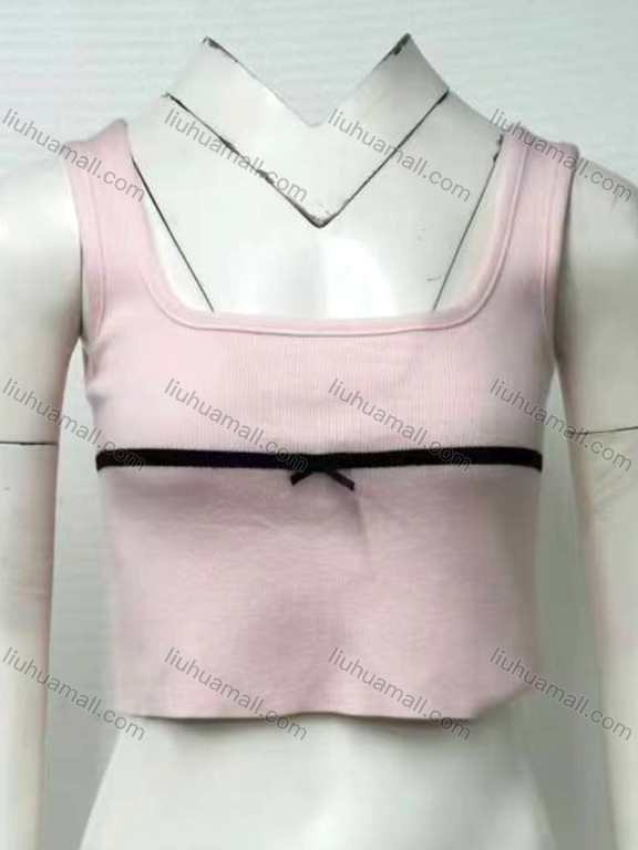 Wholesale Women's Casual Plain Line Square Neck Crop Tank Top 12710#