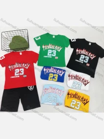 Wholesale Boy's Casual Letter Print Round Neck Short Sleeve Tee & Shorts 2 Piece Set, LIUHUA CLOTHING WHOLESALE
