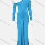 Wholesale Women's Elegant One Shoulder Long Sleeve Drawstring Ruched Slit Sexy Maxi Dress preview