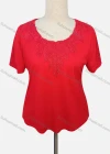 Wholesale Women's Casual Crew Neck Short Sleeve Rhinestone Appliques Blouse - Liuhuamall