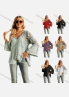 Wholesale Woman's Casual V Neck Bell Long Sleeve Floral Hollow Out Button Down Plain Top - Liuhuamall