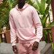 Men's Casual Plain Pullover Drawstring Hooded Sweatshirt With Kanga Pocket HD3009# Pink Clothing Wholesale Market -LIUHUA